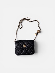 (Receipt) Chanel 金球腰包黑金羊Wallet on Chain