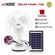 NSS Chargeable Fan Solar Electric Fan With LED Emergency Light Desk Fan Solar Fan With Panel