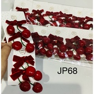 DOZENS of patterned ribbon couple clips (JP62 this cherry)(JP62A butterfly2)(JP62B flower)(Jp62C pea