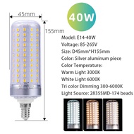 1PC sáng cao CCT Tricolor màu E27 E14 đèn Đèn LED dạng bắp 40W Ấm 3000K trắng 6000K dự án Nhà Trần