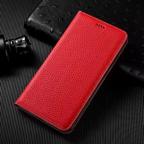 For Google Pixel 2 3 3A 4 4A 5 5A 6 6A 7 8 8A 9 9A Pro XL 4G 5G Large Lychee Pattern Of Genuine Leat