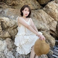 【棉麻手工藍染】吊帶上衣連衣裙/洋裝小個子 兩色