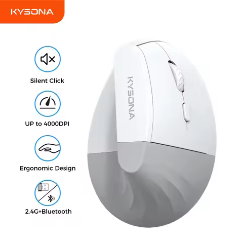 KYSONA EM18 Wireless Mouse Ergonomic Bluetooth Mice with Battery Indicator 5 Adjustable DPI Recharge