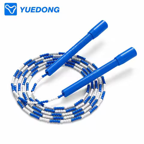 YUEDONG Soft Beaded Jump Rope Set for Beginners 2PCS Blue Black Combo Pack Pain-Free TPU Beads Jump 