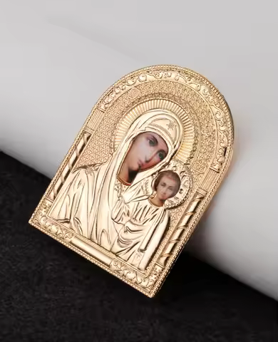 Orthodox Our Lady of Kazan Icons Decoration Virgin Mary Holding Jesus Figures Stand Home Church Desk