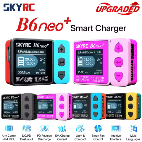 ​SKYRC B6neo+ Smart Charger High Power DC240W PD126W Multilanguage Balance Charger 600mA XT60/Type-C