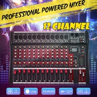 12 Channel Bluetooth Live Studio Audio Mixer Mixing Console w/ USB XLR Input 48V Professional Sound Mixing DJ Console