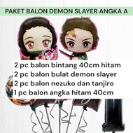 Paket Balon DEMON SLAYER ANGKA A / Dekorasi Ulang Tahun DEMON SLAYER