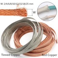 1/5/10M Copper Braided Sleeve Tinned Plating 2 4 6 8 10 12 15 18 25 mm Expandable Metal Sheath Scree