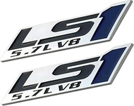 2pcs LS1 5.7 L V8 Engine Door Trunk Badge 3D Emblem Nameplate Sticker (Silver Blue)