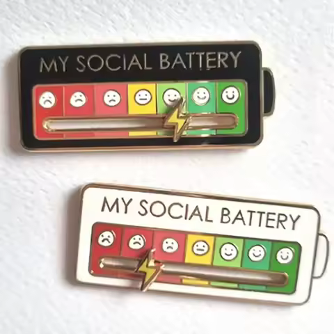 My Social Power Battery Brooch Social Power Enamel Badge Transform Mood Energy Brooche Alloy Badge G