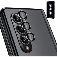 เลนส์กล้องถ่ายรูปป้องกันโลหะสำหรับ Samsung Galaxy Z Z Fold 5 4ป้องกันรอยขีดข่วนกระจกเทมเปอร์9H พร้อมเลนส์ขอบโลหะเคส Galaxy Fold5 Z