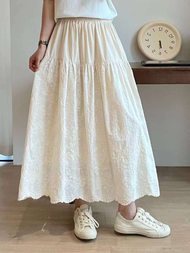 [คว้า] เสื้อผ้า Mori Kei กระโปรงสีขาวลูกไม้เย็บปักถักร้อยสำหรับผู้หญิงสไตล์โบโฮแนวหวานแนวญี่ปุ่นฤดูร