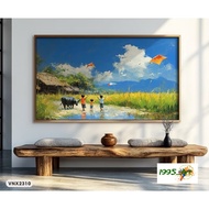 Vietnamese Village Painting 1995_Art High Quality 2-Frame Stretched Wall Art Painting with Accessori