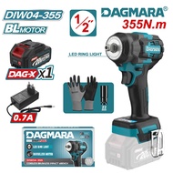 Dagmara DIW04-355 355Nm Electric 1/2 Inch Cordless Impact Wrench  Heavy Duty Brushless  High Power D