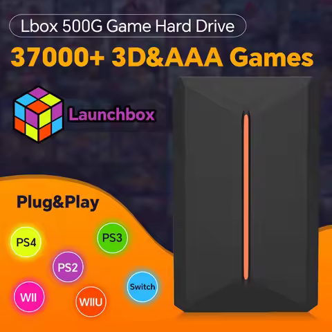 Lbox 500GB Video Game Hard Drive with 3700+ PC/3D Games Retro Game Console for PS4/PS3/PS2/PS1/Wii/W