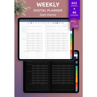 Weekly Digital Planner 2022/2021 Custom Journal (Light Theme) Goodnotes, Notability, iPad Planner Hyperlinked Agenda PDF