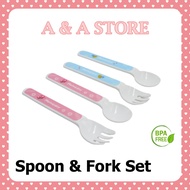 Baby Kids Spoon Fork / Toddler Spoon &amp; Fork Baby Feeding Set / Sudu Bayi