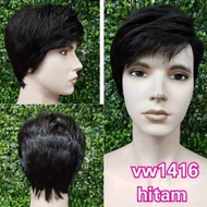 Wig Pria Rambut Asli Penutup Uban Penebal rambut Wig natural wig laki