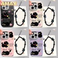 Fashion Cute Black Sad Cat Bracelet Phone Casing For Realme C1 C2 C3 C11 C12 C15 C20 C20A C21 C21Y C