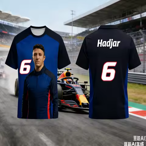 Isack Hadjar NO.6 AI-generated 2026 New Racing Style Short Sleeved T-shirt Extreme Sports Racing Sui