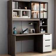 Modern Minimalist Learning Desk Light Luxury Desk Bookshelf Solid Wood Computer Desk