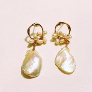 天然巴洛克珍珠耳環