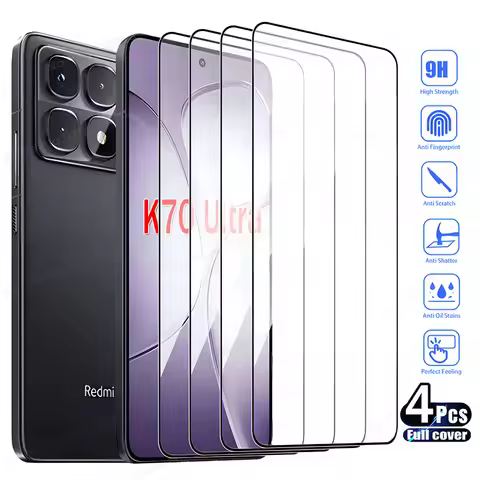 4PCS Protective Glass For Xiaomi Redmi K70 Ultra Screen Protectors Tempered Film Redmi K70E K60 K50 