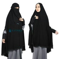 Khimar Handsplit Set Al shams Niqab Bandana Jetblack Bangs Alsyahra Exclusive