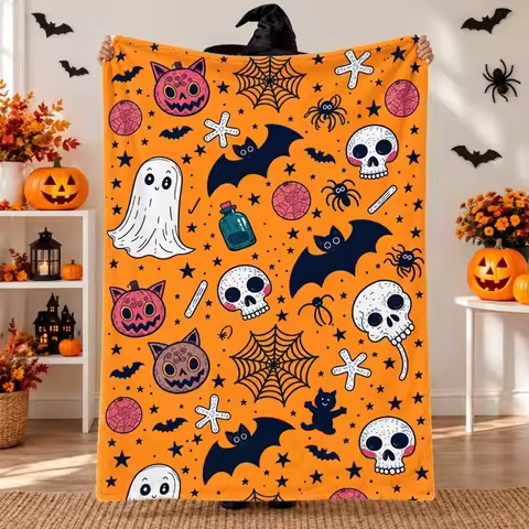 Halloween flannel blanket, cross-border Amazon Shein blanket, comfortable and soft sofa cover