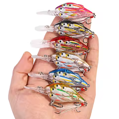 HENGJIA Pesca Hard Crankbiat Wobblers Fishing Bait 7.5CM 9G 6# Group Fishes Swimbait Minnow Fishing