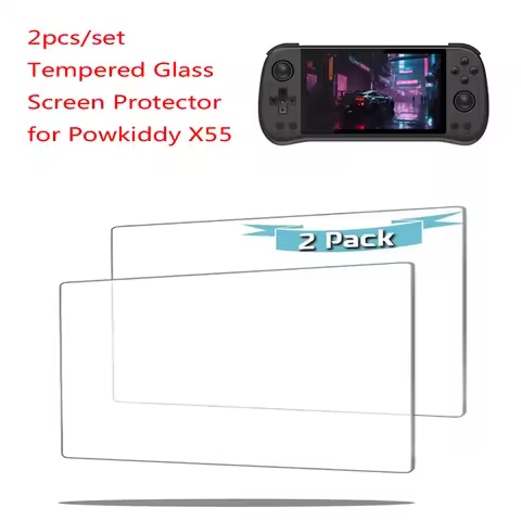 2pcs/set Tempered Glass Screen Protector Crystal Film 9H HD for Powkiddy X55 Handheld Game Console 5