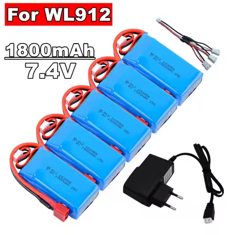 7.4V 1800MAH Lithium Battery 25C 2S Model Ship Battery Suitable For WL912 Remote Control Ship Large 