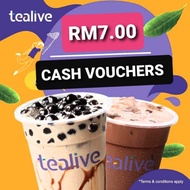 Tealive Cash Voucher RM7-NOW RM5.50 ONLY (Chating Box find me, i will send you code) Redeem at the T