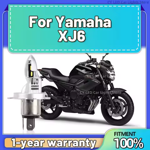 1Pcs Fanless Motorcycle H4 LED Headlight Bulb High Low Beam 6000K White 12V Motorbike Lights 15000LM