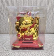 全新日本太陽能金色招財貓擺件