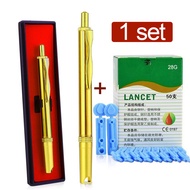 Pen Pure Copper Gold color + 28 G Cupping Acupuncture Therapy blood lancets