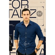 Denim Shirt Unisex Lengen Panjang Dama Pendek Size S-4XL Premium Quality 100% Denim