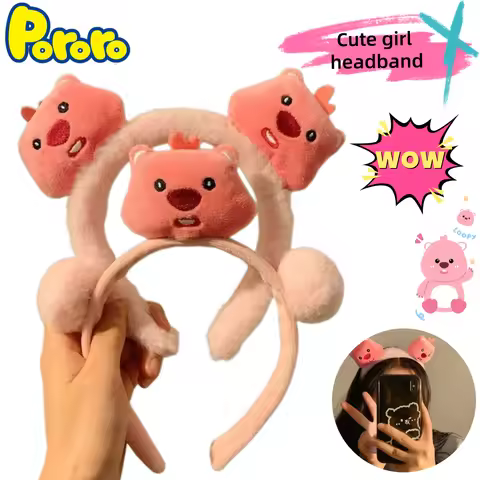 Pororo Loopy Cartoon Cute Hair Hoop Girls' Heart Headwear High Color Value Creative Face Wash Photo 