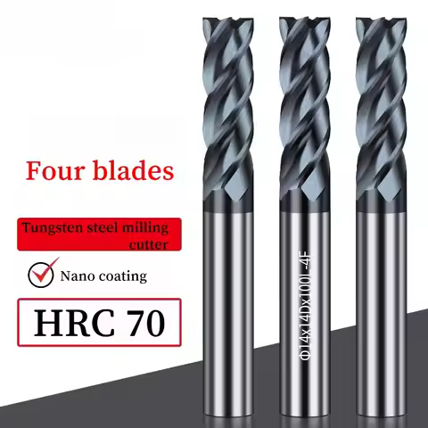 4 Flute Carbide End Mill HRC70 CNC Metal Cutter 1 2 3 4 6 8 12 16 18 20MM Shank
