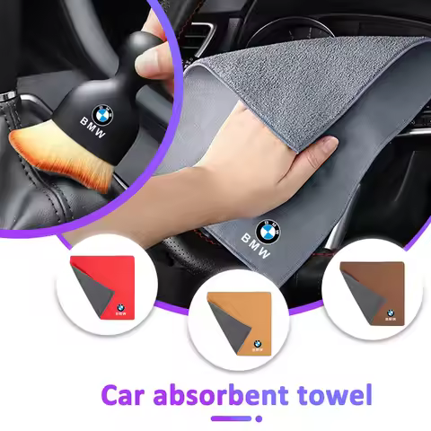 Microfiber Car Logo Wash Towel Drying Cloth Cleaning Brush Tools For BMW F15 F16 E90 E91 E92 E60 E84