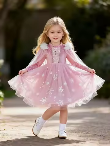 Elsa Kids Cosplay Princess Dress Aurora Autumn Winter Clothing Girl Carnival Birthday Party Long Sle