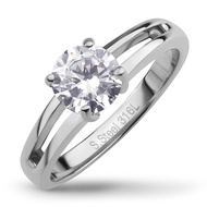 555jewelry แหวนสแตนเลส สตีล ประดับด้วยเพชร CZ เม็ดกลมสวย ดีไซน์เรียบหรู สวยคลาสสิค รุ่น 555-R093 - แหวนสแตนเลส แหวนผู้หญิง แหวนแฟชั่น (R63)