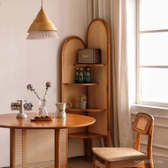 Solid Wood Shelf Ready Stock Retro Style Bookcase Shelf Corner Corner Wall Floor Rattan Display Tria