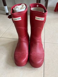 Hunter紅色百搭雨靴/雨鞋