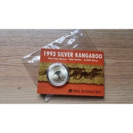 Australia Silver Coin - 1993 Kangaroo 1 oz  Capsule in Card
