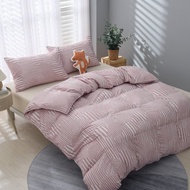 雙人/冬月羽絨被/好收納、可機洗、免被套、超保暖-線條粉