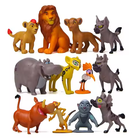 Disney 12Pcs/Set Anime Cartoon The Lion Guard King Kion Simba PVC High Quality Action Figures Bunga 