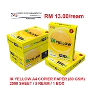 IK YELLOW A4 COPIER PAPER (80 GSM) 2500 SHEET / 5 REAM / 1 BOX - KERTAS A4 OFFICE PAPER