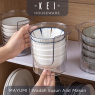 KEI - MAYUMI Aesthetic Plate Organizer Minimalist Plate Bowl Organizer Clear Kitchen Organizer Aesth